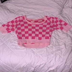 Pink Checkered Crop Top